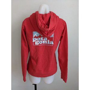 Pantagonia Size Small Zip Up Hoodie Hooded Jacket Red Cotton Blend Long Sleeves